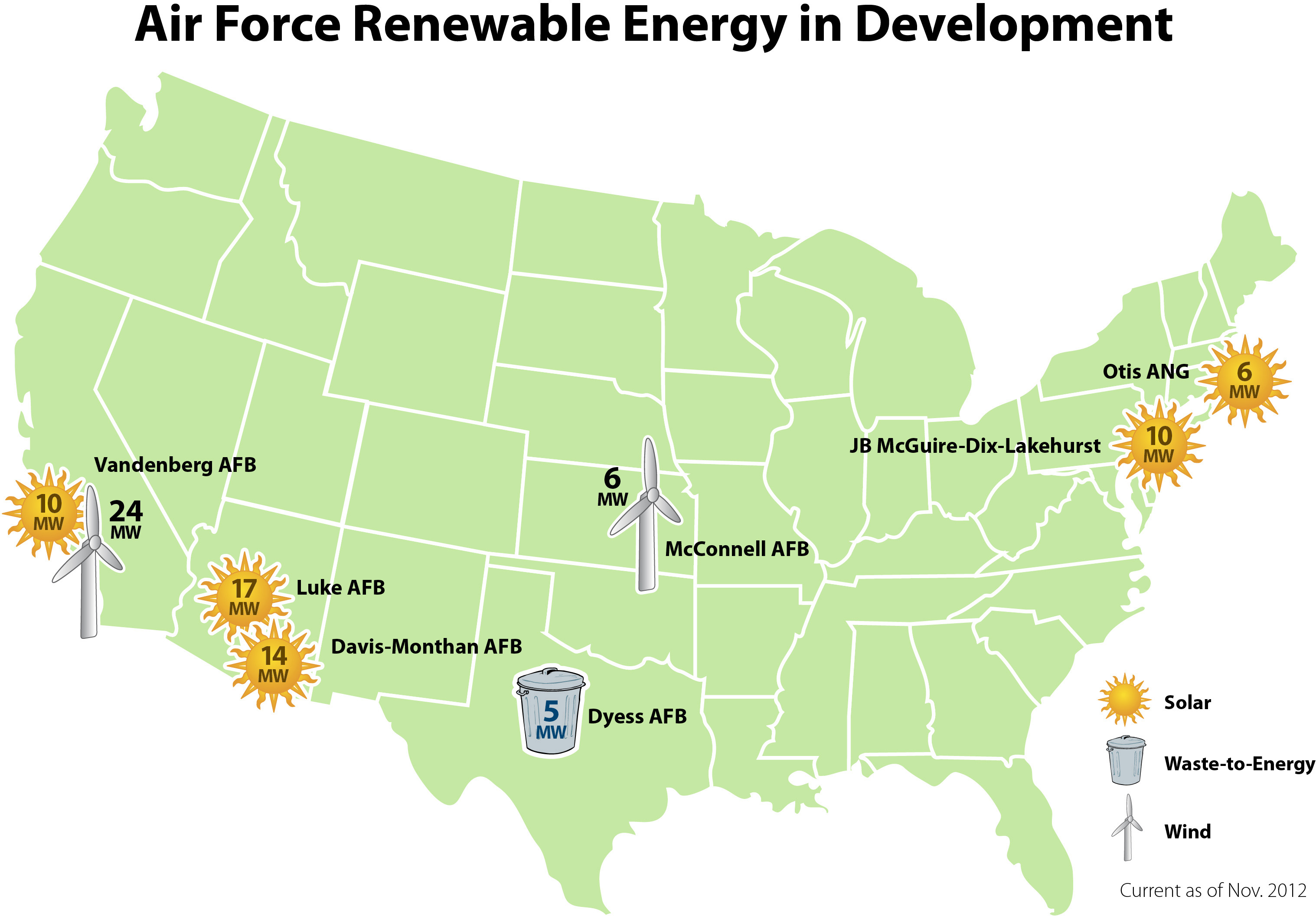 Air Force Renewable Energy Projects in Development Map