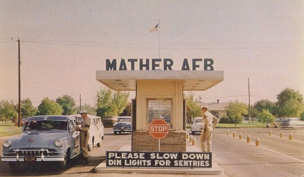 Mather Main Gate, circa 1955.